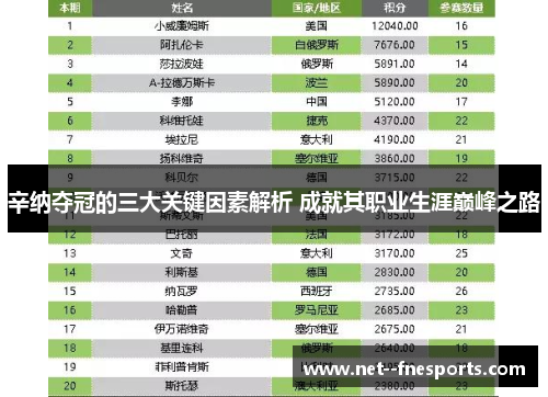 辛纳夺冠的三大关键因素解析 成就其职业生涯巅峰之路